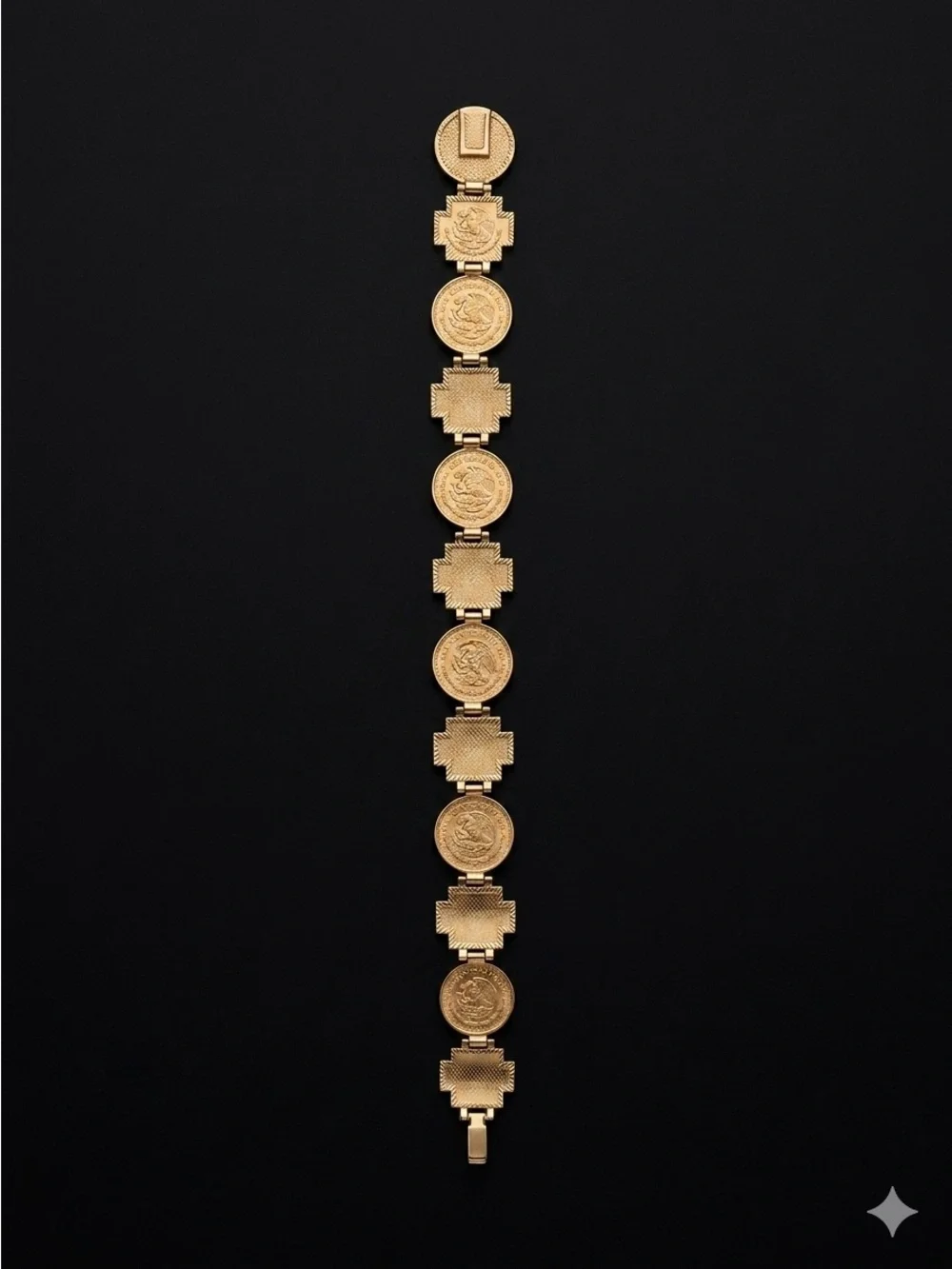 Vintage custom made 21k solid gold authentic Costa Rica gold coin enamel bracele